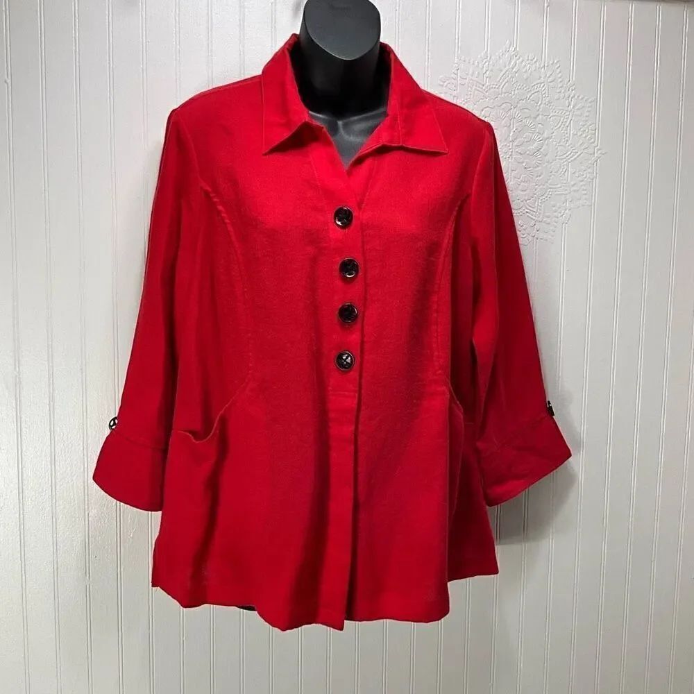 ALI MILES Red Button Down Top